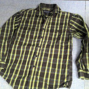 Roper Western Pearl Snap Shirt Long Sleeve Green Plaid Youth XL (16-18) Boys